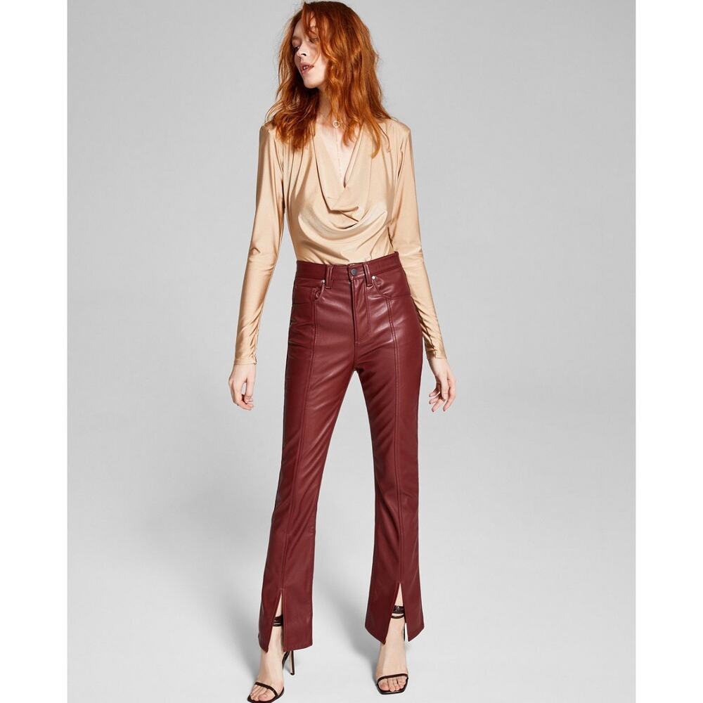 High-Waist Vegan Leather Flare Pants | And Now This | Size 0